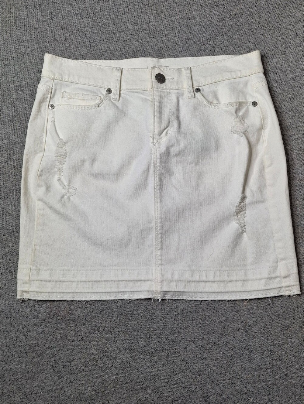 Ann Taylor LOFT A-Line Denim Skirt Off White Size 2